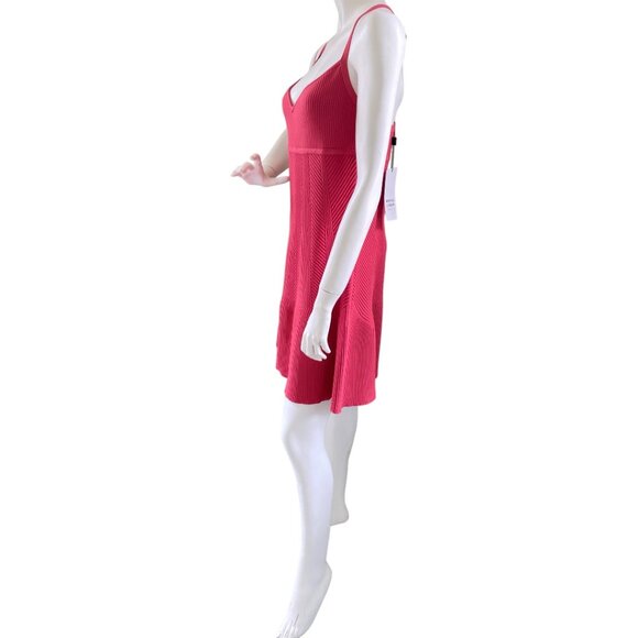Herve Leger Sweetheart Ribbed Fit and Flare Dress Pink Burnt Rose Sz L NWT Herve Leger Sweetheart Ribbed Fit and Flare Dress Pink Burnt Rose Sz L NWT